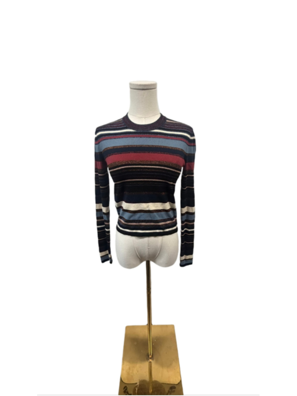 EUC Veronica Beard Metallic Striped Knit Sweater XS Multicolor